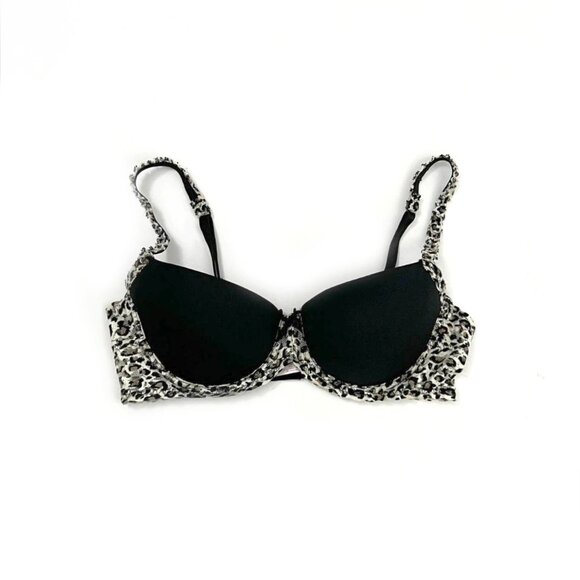 candies | leopard print embroider lace lined underwire demi push up bra | sz 36b - Picture 2 of 8